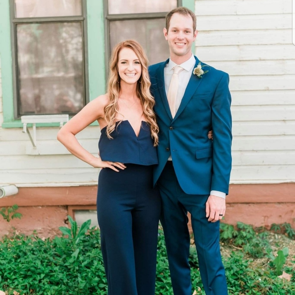Lulus Power of Love Navy Blue Strapless Jumpsuit